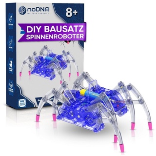 noDNA We love robotics Robotertier SpiderRobot, ab 8 Jahren, DIY, laufender Spinnenroboter, Robotik Bausatz Spielzeug Roboter blau