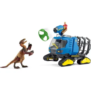 schleich DINOSAURS 42604 - Realistischer Dakotaraptor Dino mit Truck und Forscherfigur - Prähistorisches Spielset - Action Dino Figur, Fahrzeug und Forscher - Dinosaurier Spielzeug ab 4 Jahre