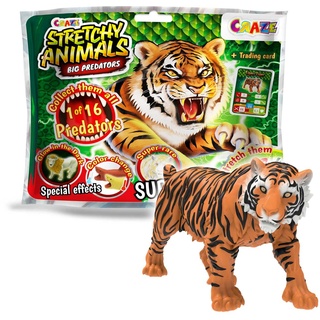 CRAZE Stretchy Animals Big Predators - Superdehnbare Tierfiguren, Raubtiere zum Sammeln mit elastischer Haut und spezieller Füllung