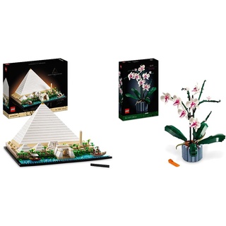 LEGO 21058 Architecture Cheops-Pyramide Bausatz für Erwachsene zum Basteln als kreatives Hobby & 10311 Icons Orchidee Set für Erwachsene zum Basteln von Zimmerdeko mit künstlichen Pflanzen