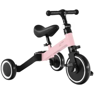 COSTWAY Dreirad 3 in 1 Laufrad & Balance Bike, mit abnehmbaren Pedalen rosa