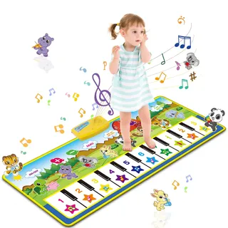 m zimoon Kinder Klaviermatte, Baby Musikmatte Spielzeug ab 1 Jahr, Musik Tanzmatte mit 10 Klaviertasten, Lernspielzeug Geschenke für Jungen Mädchen Kleinkinder (100 * 36cm)