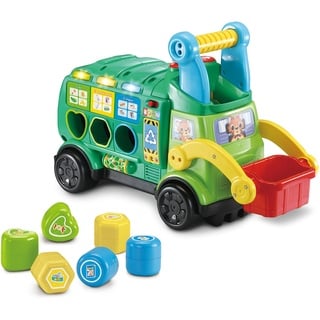 VTech Baby 2-in-1 Recycling-Rutschauto – Rutschfahrzeug und Sortierspielzeug in einem – Recycling spielerisch vermitteln – Aus wiederverwertetem Plastik – Für Kinder von 18-36 Monaten, Groß