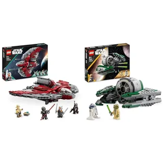 LEGO 75362 Star Wars Ahsoka Tanos T-6 Jedi Shuttle Set & 75360 Star Wars Yodas Jedi Starfighter, Clone Wars Fahrzeug-Set mit Meister Yoda-Minifigur