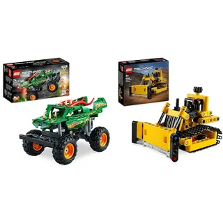 LEGO Technic Monster Jam Dragon, Monster Truck-Spielzeug & Technic Schwerlast Bulldozer, Spielzeug-Planierraupe zum Bauen