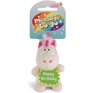 NICI Anhänger Einhorn Theodor Happy Birthday, 8 cm, weiß/pink