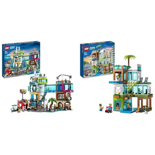 LEGO 60380 City Stadtzentrum Set, Modellbausatz & 60365 City Appartementhaus Set, Konstruktions-Spielzeug mit Eckladen
