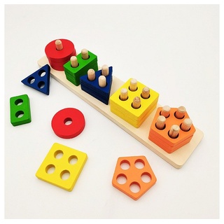XDeer Lernspielzeug Montessori Spielzeug,Stapel und Sortierspielzeug,Holzspielzeug, Bausteine Spielzeug Lernspielzeug als Geschenke für Kleinkinder blau