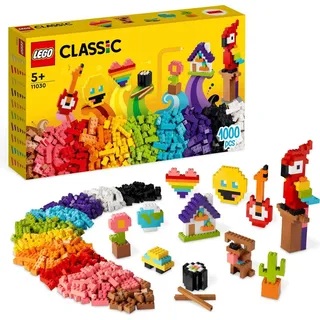 LEGO 11030 Classic Großes Kreativ-Bauset Konstruktionsspielzeug-Set, Baue ein Smiley Emoji, Papagei, Blumen & mehr, kreative Bausteine für Kinder... - Bunt