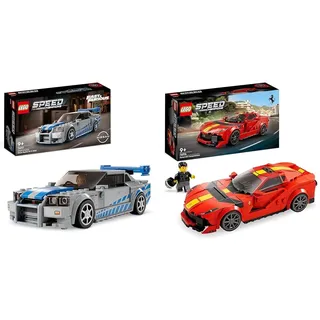 LEGO 76917 2 Fast 2 Furious Nissan Skyline GT-R Rennwagen zum Bauen & 76914 Speed Champions Ferrari 812 Competizione, Sportwagen und Spielzeug-Modell-Bausatz, Serie 2023