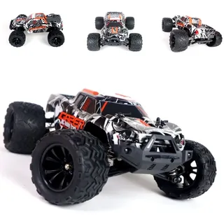 ES-Toys RC Elektro Monster Truck Gaser 900 1:14, bis 40 km/h schnell, Allrad schwarz/orange