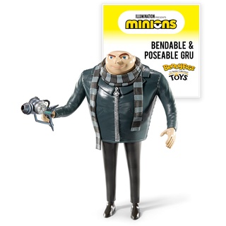 BendyFigs The Noble Collection Minions Gru - Noble Toys 16cm Bendable Posable Collectible Doll Figure with Stand and Mini Accessory