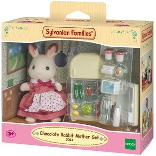 Sylvanian Families 5014 Schokoladenhasen Mutter mit Kühlschrank - Puppenhaus Spielset Mehrfarbig