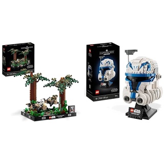 LEGO Star Wars Verfolgungsjagd auf Endor – Diorama Set & Star Wars Captain Rex Helm Set, The Clone Wars Modell Sammlerstück für Erwachsene, 2023 Serie, Erinnerungsstück und Geschenk-Idee 75349