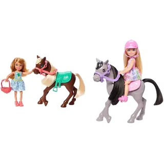 Barbie GHV78 - Club Chelsea Spielset mit Puppe und Pferd & Chelsea und Pony Puppe und Pony - Aufsatteln zur Spielzeit