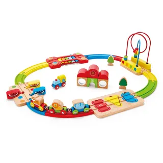 Spielzeug-Eisenbahn HAPE "Regenbogen-Puzzle Eisenbahnset" Spielzeugfahrzeuge bunt Kinder Ab 18 Monaten aus Holz