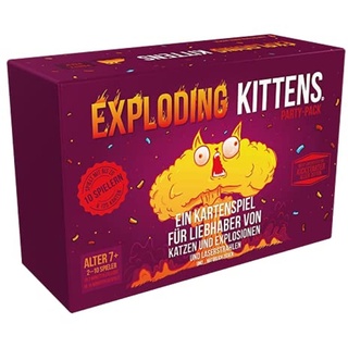 Exploding Kittens, Exploding Kittens – Party-Pack, Grundspiel + Erweiterung, Partyspiel, Kartenspiel, 2-10 Spieler, Ab 7+ Jahren, 15+ Minuten, Deutsch