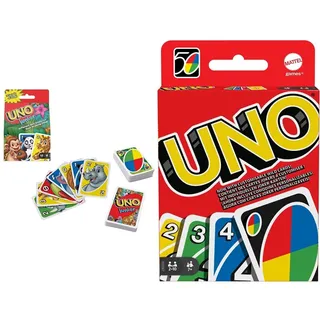 Mattel Games GKF04 - UNO Junior Kartenspiel mit 45 Karten, Geschenk für Kinder ab 3 Jahren & W2087 - UNO Kartenspiel und Gesellschaftspiel, geeignet für 2-10 Spieler