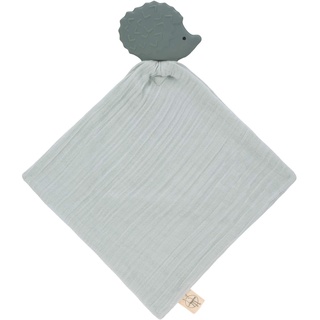 LÄSSIG Tröster Tuch mit Beißring aus Naturkautschuk und Bio-Baumwolle/Teether Comforter Hedgehog