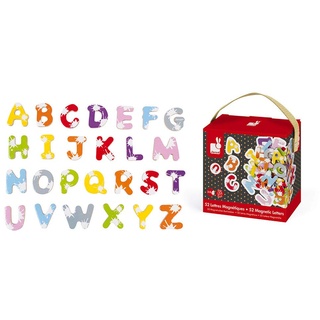 Janod - Magnet-Buchstaben, 52-teiliges Set, mit Farbklecks-Design, Kindertafel-Zubehör, Lesen und Schreiben lernen, ab 3 Jahren, J09612