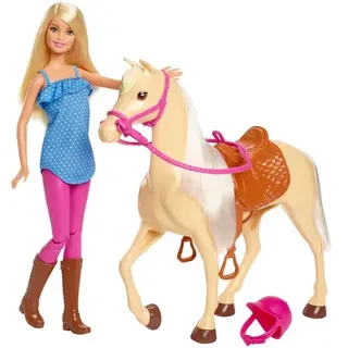 Barbie Pferd mit Puppe (blond), Anziehpuppe, Modepuppe, Pferde Spielzeug