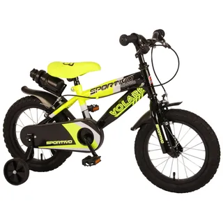 Volare Sportivo Kinderfahrrad - Jungen - 14 Zoll - Neon Gelb Schwarz - Zwei Handbremsen - 95% zusammengebaut