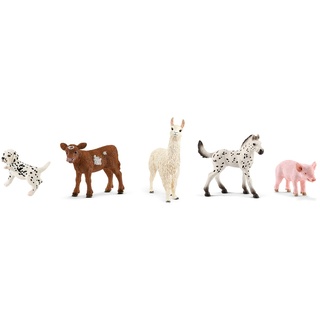 schleich "Baby-Tierset" bestehend aus Knabstrupper Fohlen, Texas Longhorn Kalb, Lama, Dalmatiner Welpe und Ferkel