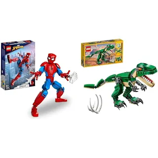 LEGO 76226 Marvel Spider-Man Figur, voll bewegliches Action-Spielzeug & 31058 Creator Dinosaurier Spielzeug, 3in1 Modell mit T-Rex, Triceratops und Pterodactylus Figuren, Bausteine Set