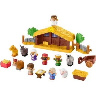 Fisher-Price Little People Krippenset - Weihnachtliches Spielset mit leuchtendem Stern und Musik, 12 Figuren und 5 Spielteilen für Kleinkinder ab 1 Jahr, HMX70