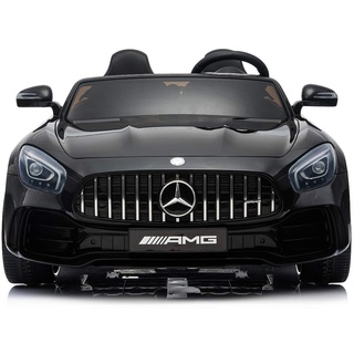 Kinderfahrzeug - Elektro Auto Mercedes GT R Doppelsitzer - lizenziert - 12V10AH, 2 Motoren- 2,4Ghz Fernsteuerung, MP3, Ledersitz+Eva (Schwarz)