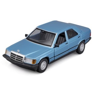 Bburago Mercedes 190E (1987): Modellauto im Maßstab 1:24, Türen beweglich, blau (18-21103B)