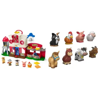 Fisher-Price HHX34 - Little People Bauernhof – interaktives Spielset mit Smart Stages & GFL21 - Little People Bauernhof-Set, 8 süße Tierfiguren für den Bauernhof