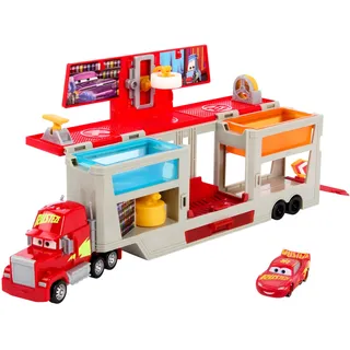 Mattel DISNEY Pixar Cars mobile Lackiererei Mack - Spielset mit Farbwechseleffekt, Lightning McQueen Spielzeugauto, Farbveränderung mit warmem und kaltem Wasser, für Kinder ab 4 Jahren, HPD82