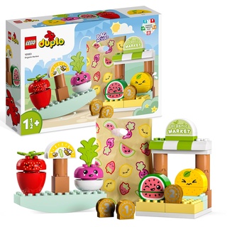 LEGO DUPLO My First Biomarkt, Spielzeug-Shop-Set für Jungen und Mädchen, Lernspielzeug für Kleinkinder ab 1,5 Jahren, Obst- und Gemüsezubehör 10983