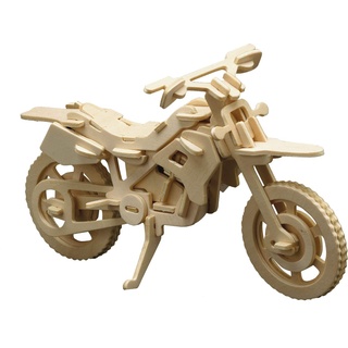 Pebaro 850/6 Holzbausatz Cross-Motorrad, 3D Puzzle, Modellbausatz, Basteln mit Holz, Holzpuzzle, vorgestanzte Holzplatte, inkl. Schmirgelpapier, ausbrechen, zusammenstecken, fertig, Geschenkidee