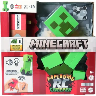 Mattel Minecraft explodierender ferngesteuerter Creeper mit Lichtern und Geräuschen, 10 Explosionspartikel, authentische Bewegungen wie im Spiel und DLC-Code, HRR48, HRR48