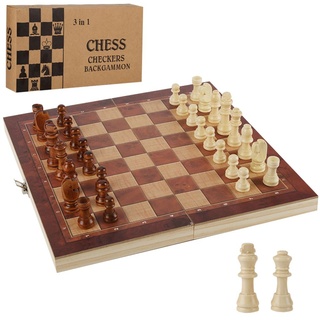 TolleTour Schachspiel Brettspiele klappbares Brett DESIGN Wunderschönes Schach Backgammon 29x29CM