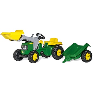 Rolly Toys rollyKid John Deere mit Frontlader (mit Anhänger, Drehschemellenkung, Alter 2,5 - 5 Jahre, Traktor + Zubehör, Heckkupplung, Kinderfahrzeug)