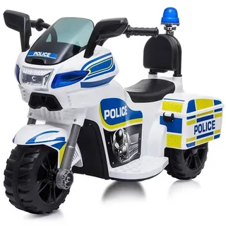 Chipolino Kinder Elektromotorrad Police 3 Räder Scheinwerfer Musikfunktion weiß