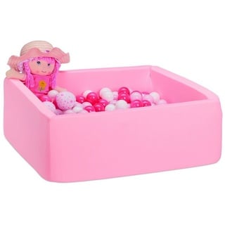 relaxdays Bällebad Bällebad Schaumstoff rosa rosa|weiß