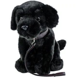 Labrador Kuscheltier schwarz sitzend mit Leine 35 cm Hund Uni-Toys