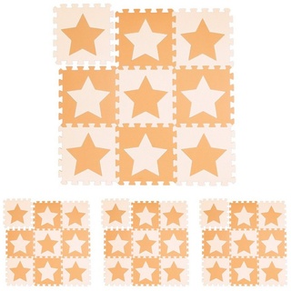 relaxdays Spielmatte 36 x Puzzlematte Sterne orange-beige (36-St) beige|orange