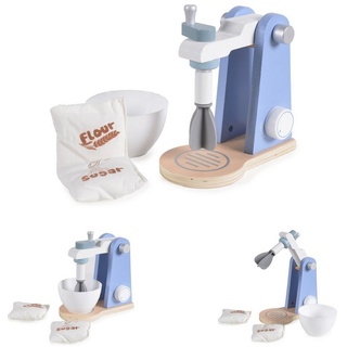 Moni Kinder-Rührgerät Spielzeug Mixer 4342, aus Holz, Rührschüssel abnehmbar, Mehl und Zucker blau