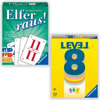 Ravensburger 84731 - Elfer raus! + Level 8 - das Kartenspiel Set für lustige Spielrunden mit Freunden oder Familie, ab 7 Jahren, Amazon Sonderedition