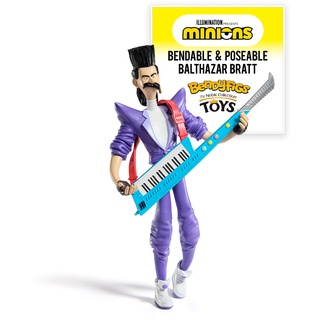 BendyFigs The Noble Collection Minions Balthazar - Noble Toys 19cm Bendable Posable Collectible Doll Figure with Stand and Mini Accessory