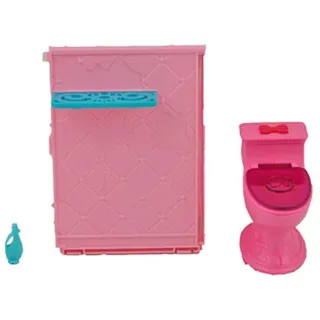 Ersatzteile für Barbie Traumhaus-Spielset – X7949 ~ inklusive rosa Badezimmer-Duschwand mit Ablage, Toilette und Shampoo-Flasche
