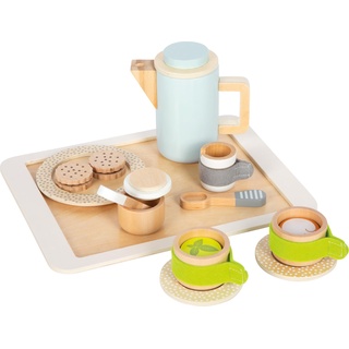 small foot Kaffee und Tee Set Kinderküche aus Holz, 15-TLG. Küchenspielzeug, Rollenspiel für Kinder ab 2 Jahren, 12484