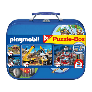 PLAYMOBIL® Puzzle im Metallkoffer, 2 x 60 Teile, 2 x 100 Teile