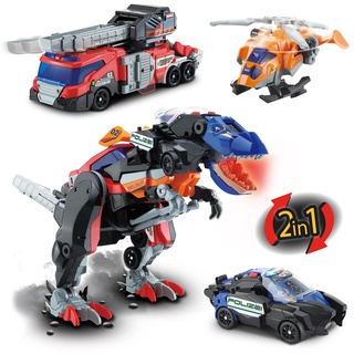 VTech Switch and Go Dinos 3-in-1 Super-T-Rex – Dino-Auto-Transformer – 2-in-1 Spielzeug mit Dinostimme, Geräusch- und Lichteffekten – Für Kinder von 3-8 Jahren