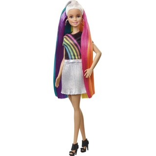 Barbie FXN96 - Regenbogen-Glitzerhaar Puppe mit Langen blonden Haaren, versteckter Regenbogen aus fünf Farben, Glitzergel, Haarbürste,Haarstyling-Zubehör, Spielzeug Geschenk für Kinder ab 5 Jahren